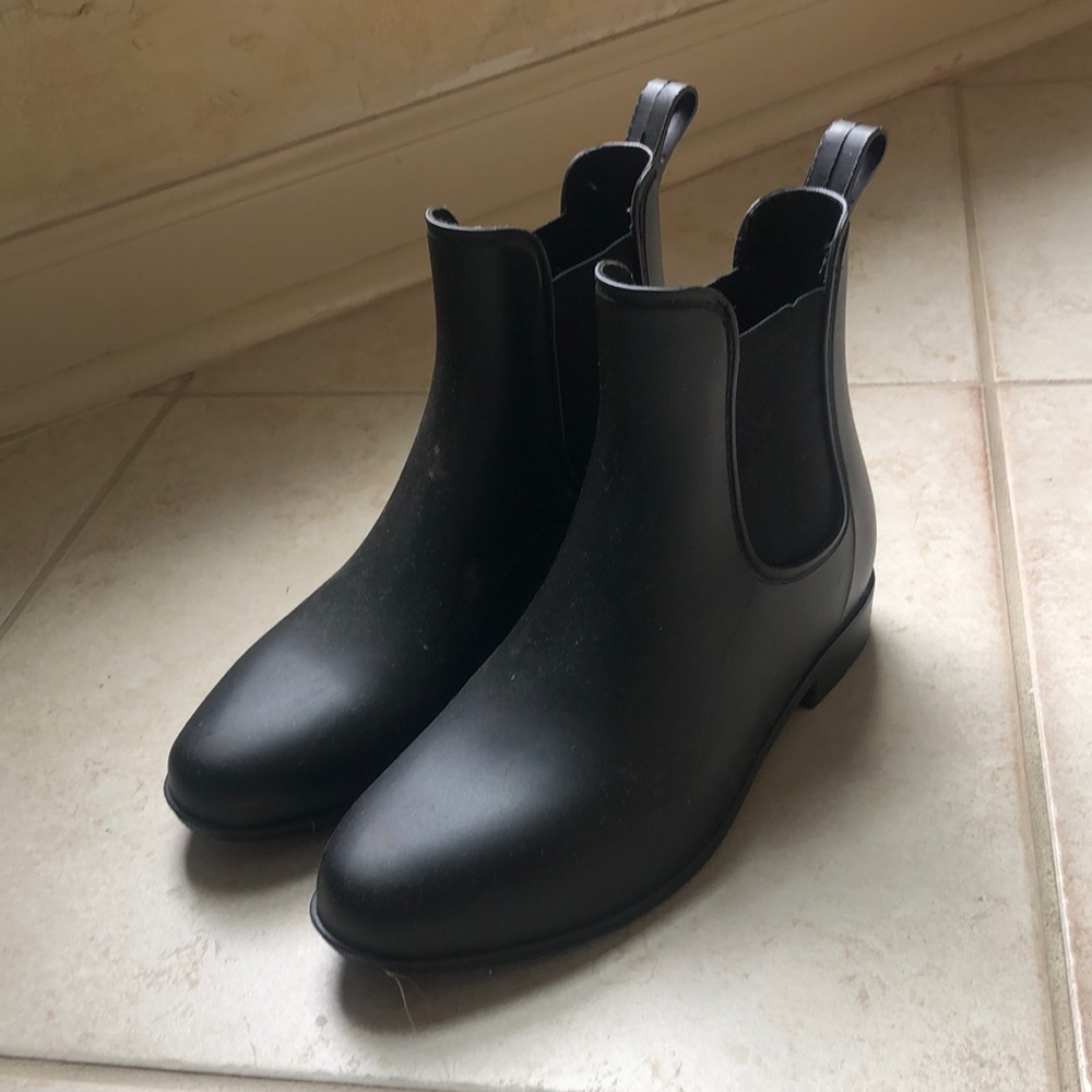 Black rain boots